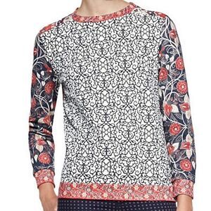 Tory Burch Women's Size Medium Cotton Tapestry Long Sleeve Crew Sweater